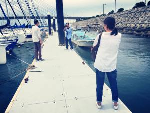 田尻漁港での撮影風景