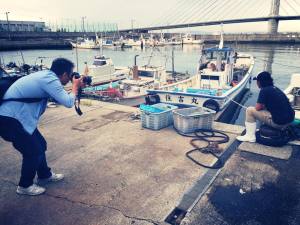 田尻漁港での撮影風景
